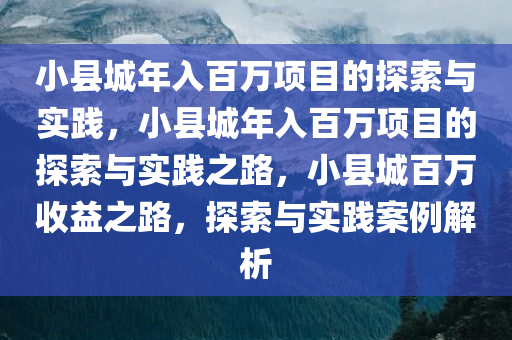 小县城年入百万项目的探索与实践，小县城年入百万项目的探索与实践之路，小县城百万收益之路，探索与实践案例解析