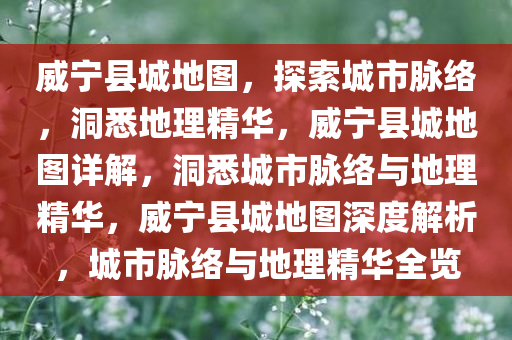 威宁县城地图，探索城市脉络，洞悉地理精华，威宁县城地图详解，洞悉城市脉络与地理精华，威宁县城地图深度解析，城市脉络与地理精华全览