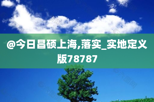 @今日昌硕上海,落实_实地定义版78787