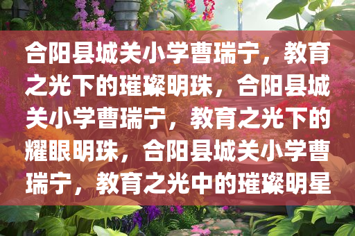合阳县城关小学曹瑞宁，教育之光下的璀璨明珠，合阳县城关小学曹瑞宁，教育之光下的耀眼明珠，合阳县城关小学曹瑞宁，教育之光中的璀璨明星