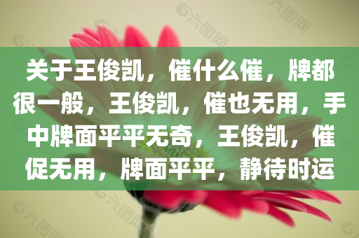 关于王俊凯，催什么催，牌都很一般，王俊凯，催也无用，手中牌面平平无奇，王俊凯，催促无用，牌面平平，静待时运