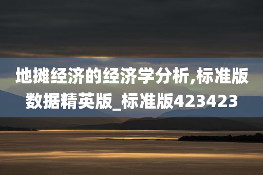 地摊经济的经济学分析,标准版数据精英版_标准版423423