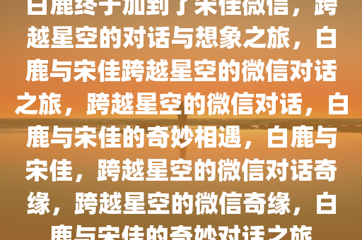 白鹿终于加到了宋佳微信，跨越星空的对话与想象之旅，白鹿与宋佳跨越星空的微信对话之旅，跨越星空的微信对话，白鹿与宋佳的奇妙相遇，白鹿与宋佳，跨越星空的微信对话奇缘，跨越星空的微信奇缘，白鹿与宋佳的奇妙对话之旅
