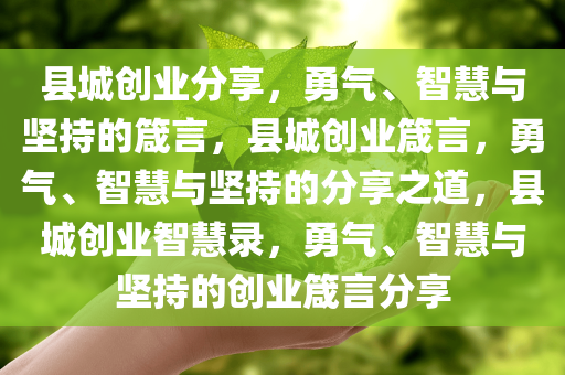 县城创业分享，勇气、智慧与坚持的箴言，县城创业箴言，勇气、智慧与坚持的分享之道，县城创业智慧录，勇气、智慧与坚持的创业箴言分享