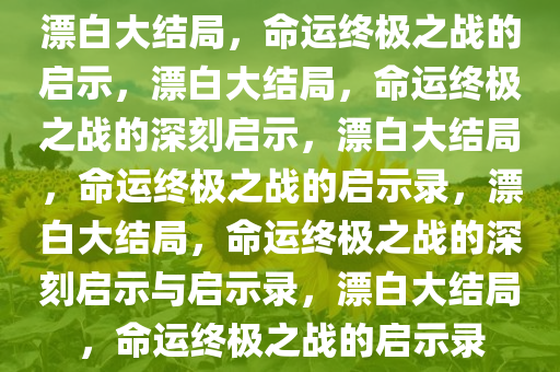 漂白大结局，命运终极之战的启示，漂白大结局，命运终极之战的深刻启示，漂白大结局，命运终极之战的启示录，漂白大结局，命运终极之战的深刻启示与启示录，漂白大结局，命运终极之战的启示录