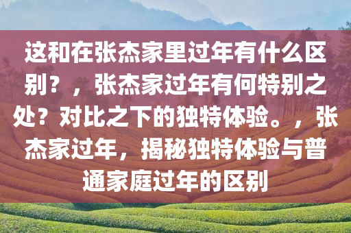 这和在张杰家里过年有什么区别？，张杰家过年有何特别之处？对比之下的独特体验。，张杰家过年，揭秘独特体验与普通家庭过年的区别