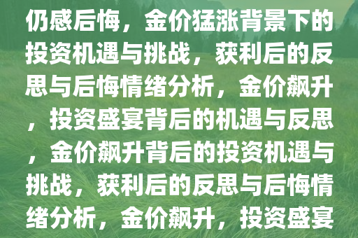 金价猛涨背景下的投资机遇与挑战，有人变现赚得盆满钵溢仍感后悔，金价猛涨背景下的投资机遇与挑战，获利后的反思与后悔情绪分析，金价飙升，投资盛宴背后的机遇与反思，金价飙升背后的投资机遇与挑战，获利后的反思与后悔情绪分析，金价飙升，投资盛宴背后的机遇与反思，揭秘获利后的后悔情绪