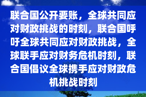 联合国公开要账，全球共同应对财政挑战的时刻，联合国呼吁全球共同应对财政挑战，全球联手应对财务危机时刻，联合国倡议全球携手应对财政危机挑战时刻