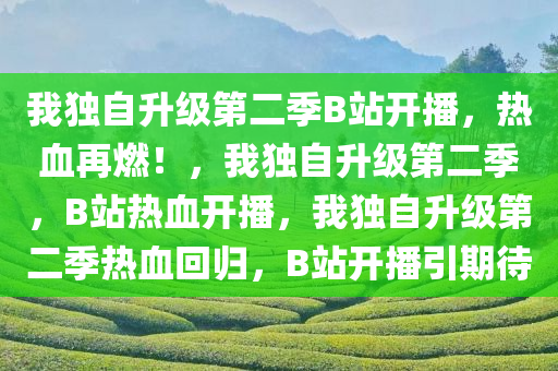 我独自升级第二季B站开播，热血再燃！，我独自升级第二季，B站热血开播，我独自升级第二季热血回归，B站开播引期待