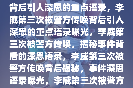 李威被警方第三次传唤，事件背后引人深思的重点语录，李威第三次被警方传唤背后引人深思的重点语录曝光，李威第三次被警方传唤，揭秘事件背后的深思语录，李威第三次被警方传唤背后揭秘，事件深思语录曝光，李威第三次被警方传唤，事件深思语录曝光揭秘