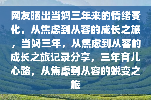 网友晒出当妈三年来的情绪变化，从焦虑到从容的成长之旅，当妈三年，从焦虑到从容的成长之旅记录分享，三年育儿心路，从焦虑到从容的蜕变之旅