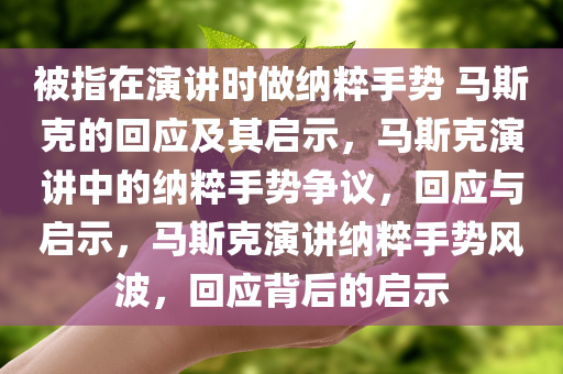 被指在演讲时做纳粹手势 马斯克的回应及其启示，马斯克演讲中的纳粹手势争议，回应与启示，马斯克演讲纳粹手势风波，回应背后的启示