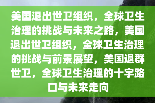 美国退出世卫组织，全球卫生治理的挑战与未来之路，美国退出世卫组织，全球卫生治理的挑战与前景展望，美国退群世卫，全球卫生治理的十字路口与未来走向