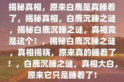 揭秘真相，原来白鹿是真睡着了，揭秘真相，白鹿沉睡之谜，揭秘白鹿沉睡之谜，真相竟是这个！，揭秘白鹿沉睡之谜，真相揭晓，原来真的睡着了！，白鹿沉睡之谜，真相大白，原来它只是睡着了！