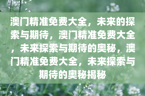 澳门精准免费大全，未来的探索与期待，澳门精准免费大全，未来探索与期待的奥秘，澳门精准免费大全，未来探索与期待的奥秘揭秘