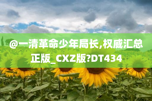 @一清革命少年局长,权威汇总正版_CXZ版?DT434