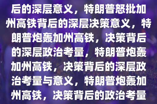特朗普怒批加州高铁，决策背后的深层意义，特朗普怒批加州高铁背后的深层决策意义，特朗普炮轰加州高铁，决策背后的深层政治考量，特朗普炮轰加州高铁，决策背后的深层政治考量与意义，特朗普炮轰加州高铁，决策背后的政治考量与深层意义
