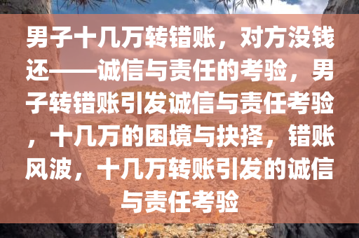 男子十几万转错账，对方没钱还——诚信与责任的考验，男子转错账引发诚信与责任考验，十几万的困境与抉择，错账风波，十几万转账引发的诚信与责任考验
