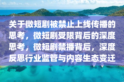 关于微短剧被禁止上线传播的思考，微短剧受限背后的深度思考，微短剧禁播背后，深度反思行业监管与内容生态变迁