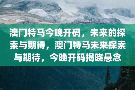 澳门特马今晚开码，未来的探索与期待，澳门特马未来探索与期待，今晚开码揭晓悬念
