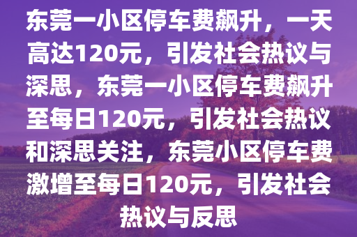 东莞一小区停车费飙升，一天高达120元，引发社会热议与深思，东莞一小区停车费飙升至每日120元，引发社会热议和深思关注，东莞小区停车费激增至每日120元，引发社会热议与反思