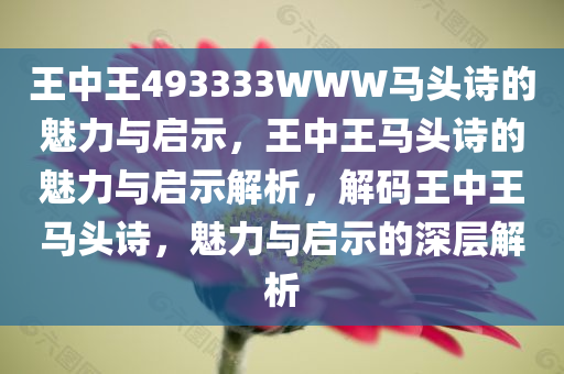 王中王493333WWW马头诗的魅力与启示，王中王马头诗的魅力与启示解析，解码王中王马头诗，魅力与启示的深层解析