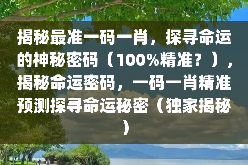 揭秘最准一码一肖，探寻命运的神秘密码（100%精准？），揭秘命运密码，一码一肖精准预测探寻命运秘密（独家揭秘）