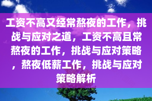 工资不高又经常熬夜的工作，挑战与应对之道，工资不高且常熬夜的工作，挑战与应对策略，熬夜低薪工作，挑战与应对策略解析