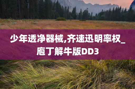 少年透净器械,齐速迅明率权_庖丁解牛版DD3
