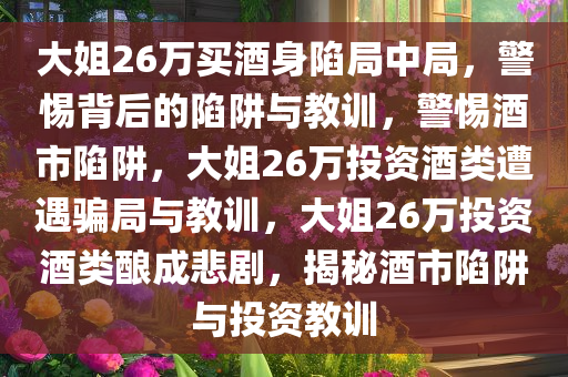大姐26万买酒身陷局中局，警惕背后的陷阱与教训，警惕酒市陷阱，大姐26万投资酒类遭遇骗局与教训，大姐26万投资酒类酿成悲剧，揭秘酒市陷阱与投资教训