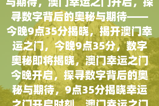 今晚澳门9点35分开启的幸运之门——探寻数字背后的奥秘与期待，澳门幸运之门开启，探寻数字背后的奥秘与期待——今晚9点35分揭晓，揭开澳门幸运之门，今晚9点35分，数字奥秘即将揭晓，澳门幸运之门今晚开启，探寻数字背后的奥秘与期待，9点35分揭晓幸运之门开启时刻，澳门幸运之门今晚9点35分揭晓，数字奥秘等你探寻