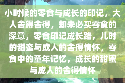 小时候的零食与成长的印记，大人舍得舍得，却未必买零食的深意，零食印记成长路，儿时的甜蜜与成人的舍得情怀，零食中的童年记忆，成长的甜蜜与成人的舍得情怀