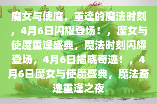 魔女与使魔，重逢的魔法时刻，4月6日闪耀登场！，魔女与使魔重逢盛典，魔法时刻闪耀登场，4月6日揭晓奇迹！，4月6日魔女与使魔盛典，魔法奇迹重逢之夜