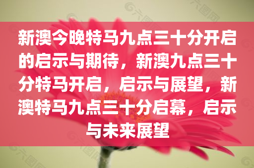 新澳今晚特马九点三十分开启的启示与期待，新澳九点三十分特马开启，启示与展望，新澳特马九点三十分启幕，启示与未来展望