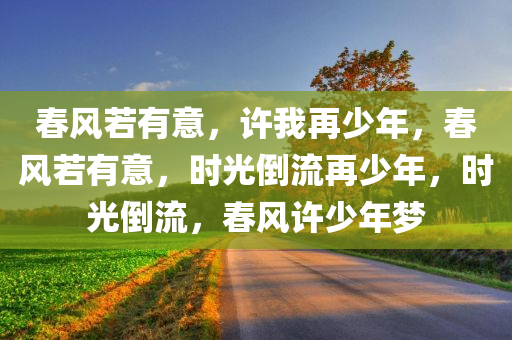 春风若有意，许我再少年，春风若有意，时光倒流再少年，时光倒流，春风许少年梦
