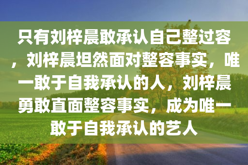 只有刘梓晨敢承认自己整过容，刘梓晨坦然面对整容事实，唯一敢于自我承认的人，刘梓晨勇敢直面整容事实，成为唯一敢于自我承认的艺人