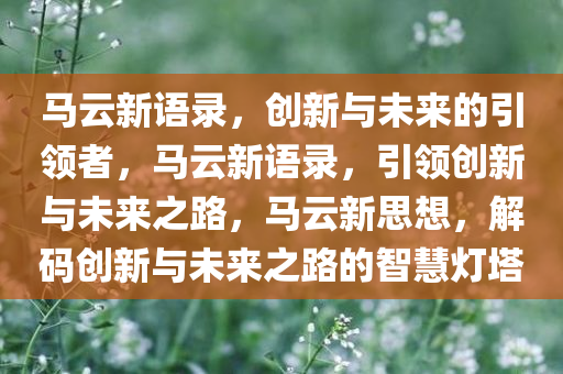 马云新语录，创新与未来的引领者，马云新语录，引领创新与未来之路，马云新思想，解码创新与未来之路的智慧灯塔