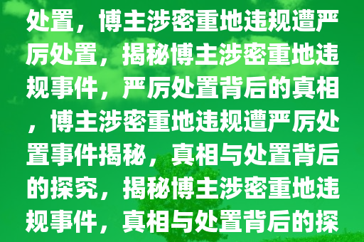 博主闯涉国家机密重地遭严厉处置，博主涉密重地违规遭严厉处置，揭秘博主涉密重地违规事件，严厉处置背后的真相，博主涉密重地违规遭严厉处置事件揭秘，真相与处置背后的探究，揭秘博主涉密重地违规事件，真相与处置背后的探究