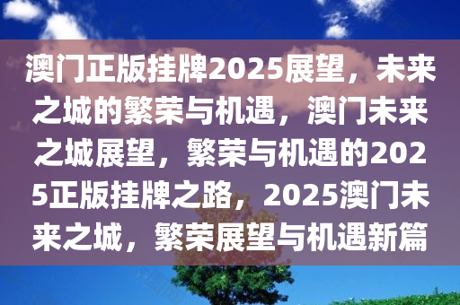 澳门正版挂牌2025展望，未来之城的繁荣与机遇，澳门未来之城展望，繁荣与机遇的2025正版挂牌之路，2025澳门未来之城，繁荣展望与机遇新篇