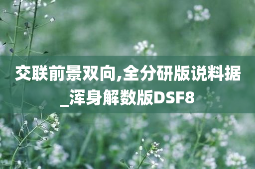 交联前景双向,全分研版说料据_浑身解数版DSF8