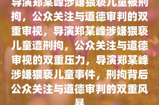 导演郑某峰涉嫌猥亵儿童被刑拘，公众关注与道德审判的双重审视，导演郑某峰涉嫌猥亵儿童遭刑拘，公众关注与道德审视的双重压力，导演郑某峰涉嫌猥亵儿童事件，刑拘背后公众关注与道德审判的双重风暴
