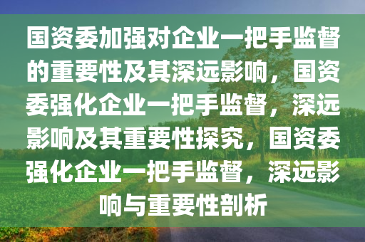 国资委加强对企业一把手监督的重要性及其深远影响，国资委强化企业一把手监督，深远影响及其重要性探究，国资委强化企业一把手监督，深远影响与重要性剖析