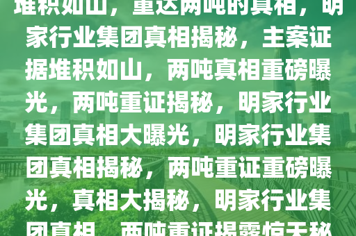 揭秘明家行业集团，主案证据堆积如山，重达两吨的真相，明家行业集团真相揭秘，主案证据堆积如山，两吨真相重磅曝光，两吨重证揭秘，明家行业集团真相大曝光，明家行业集团真相揭秘，两吨重证重磅曝光，真相大揭秘，明家行业集团真相，两吨重证揭露惊天秘密
