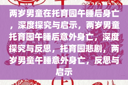 两岁男童在托育园午睡后身亡，深度探究与启示，两岁男童托育园午睡后意外身亡，深度探究与反思，托育园悲剧，两岁男童午睡意外身亡，反思与启示