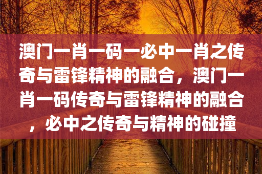 澳门一肖一码一必中一肖之传奇与雷锋精神的融合，澳门一肖一码传奇与雷锋精神的融合，必中之传奇与精神的碰撞