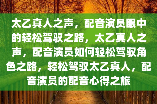 太乙真人之声，配音演员眼中的轻松驾驭之路，太乙真人之声，配音演员如何轻松驾驭角色之路，轻松驾驭太乙真人，配音演员的配音心得之旅
