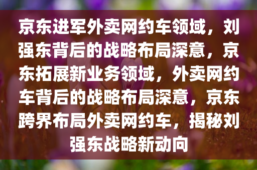 京东进军外卖网约车领域，刘强东背后的战略布局深意，京东拓展新业务领域，外卖网约车背后的战略布局深意，京东跨界布局外卖网约车，揭秘刘强东战略新动向