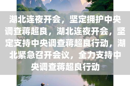 湖北连夜开会，坚定拥护中央调查蒋超良，湖北连夜开会，坚定支持中央调查蒋超良行动，湖北紧急召开会议，全力支持中央调查蒋超良行动