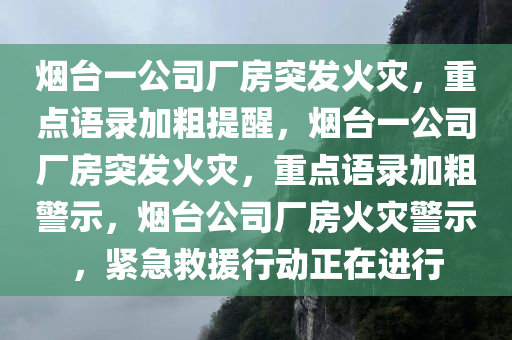 烟台一公司厂房突发火灾，重点语录加粗提醒，烟台一公司厂房突发火灾，重点语录加粗警示，烟台公司厂房火灾警示，紧急救援行动正在进行