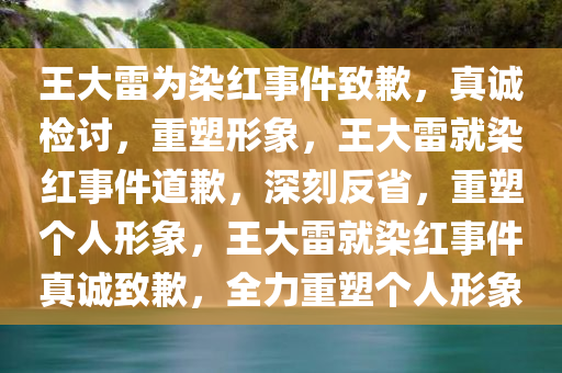 王大雷为染红事件致歉，真诚检讨，重塑形象，王大雷就染红事件道歉，深刻反省，重塑个人形象，王大雷就染红事件真诚致歉，全力重塑个人形象